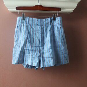 NWT Madewell Linen Blend Striped Pintuck Shorts Blue size 2